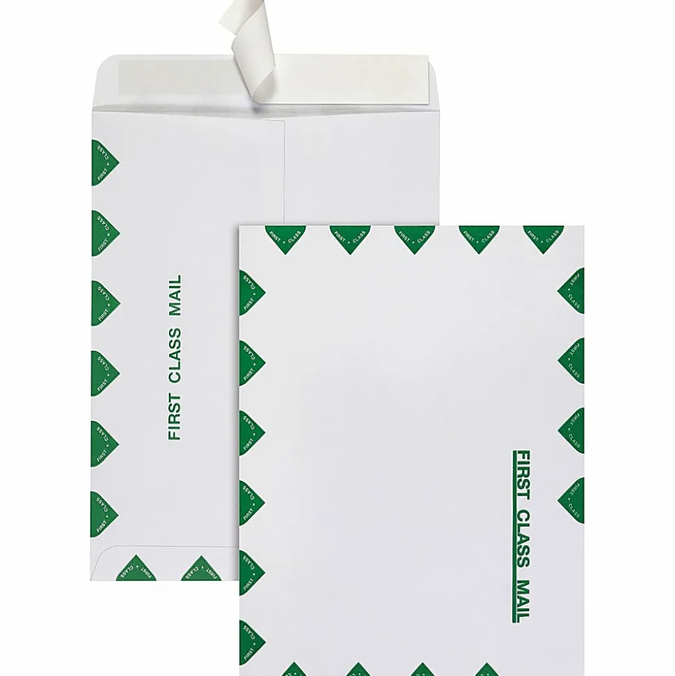 Quality Park® Redi-Strip™ Catalog Envelopes, First Class, 9" x 12", Self-Adhesive, White, Box Of 100