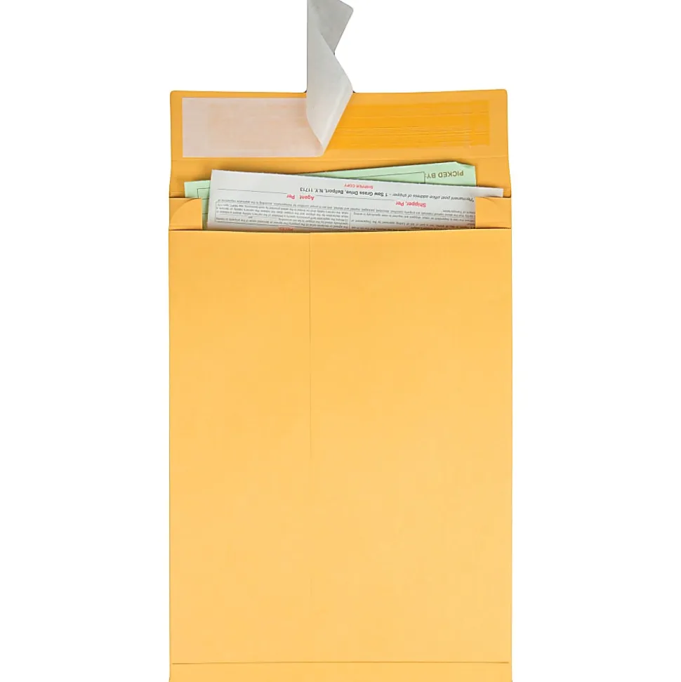 Quality Park® Redi-Strip® Expansion Envelopes, 10" x 13" x 2", 40 Lb, Self-Adhesive, Brown Kraft, Pack Of 25