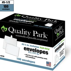 Quality Park® Redi-Strip® Invitation And Greeting Card Envelopes, 4 3/8" x 5 3/4", Self-Adhesive, White, Box Of 100