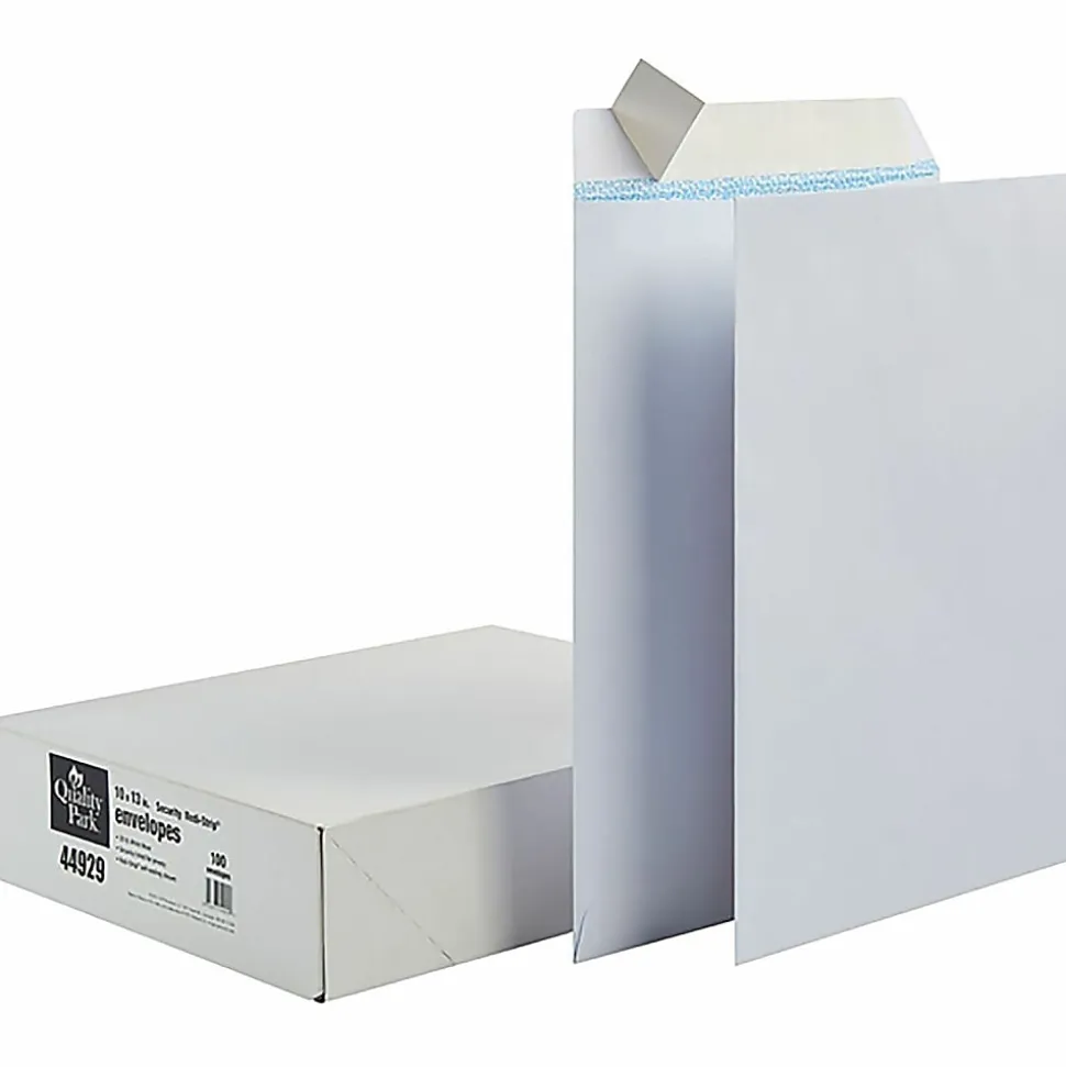 Quality Park Redi Strip Security Mailing Envelopes - Multipurpose - #13 1/2 - 10" Width x 13" Length - Peel Strip - White - 100 / Box