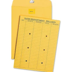 Quality Park® Redi-Tac™ Interdepartment Envelopes, 10" x 13", 1-Sided Narrow Rule, Self-Adhesive, Brown, Box Of 100