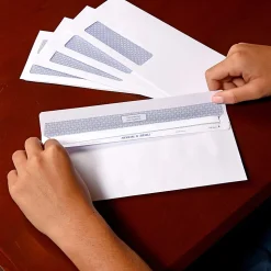Quality Park® #9 Reveal-N-Seal® Business Security Double-Window Envelopes, Left Windows (Top/Bottom), Self Seal, White, Box Of 500