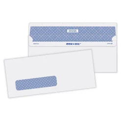 Quality Park® #10 Reveal-N-Seal Business Security Window Envelopes, Bottom Left Window, Self-Sealing, White, Box Of 500