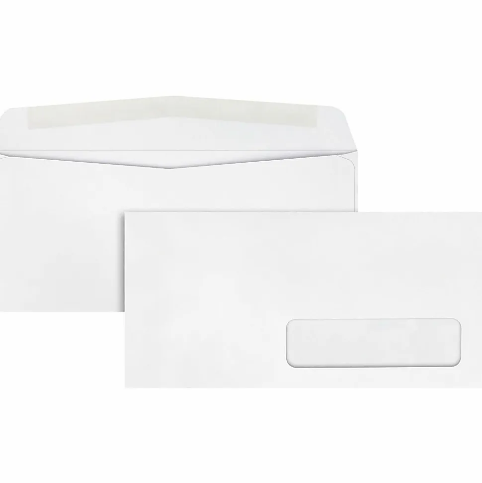 Quality Park® #10 Right Window Envelopes, Bottom Left, Gummed Seal, White, Box Of 500
