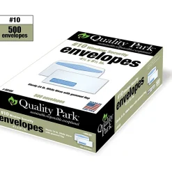 Quality Park® #10 Security Single Window Envelopes, Bottom Left, Gummed Seal, White, Box Of 500