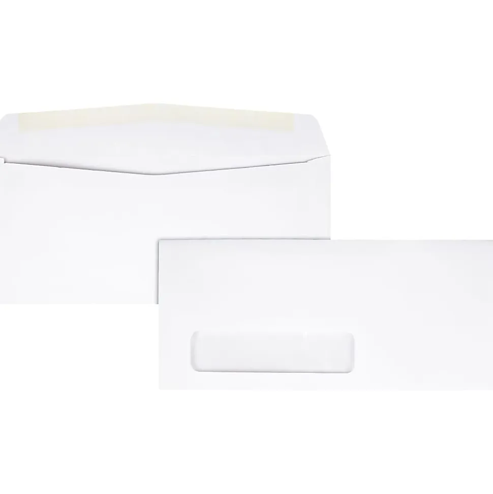 Quality Park® #10 Single Window Envelopes, Bottom Left Window, Gummed Seal, White, Box Of 500