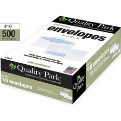 Quality Park® #10 Single Window Envelopes, Bottom Left, Gummed Seal, White, Box Of 500