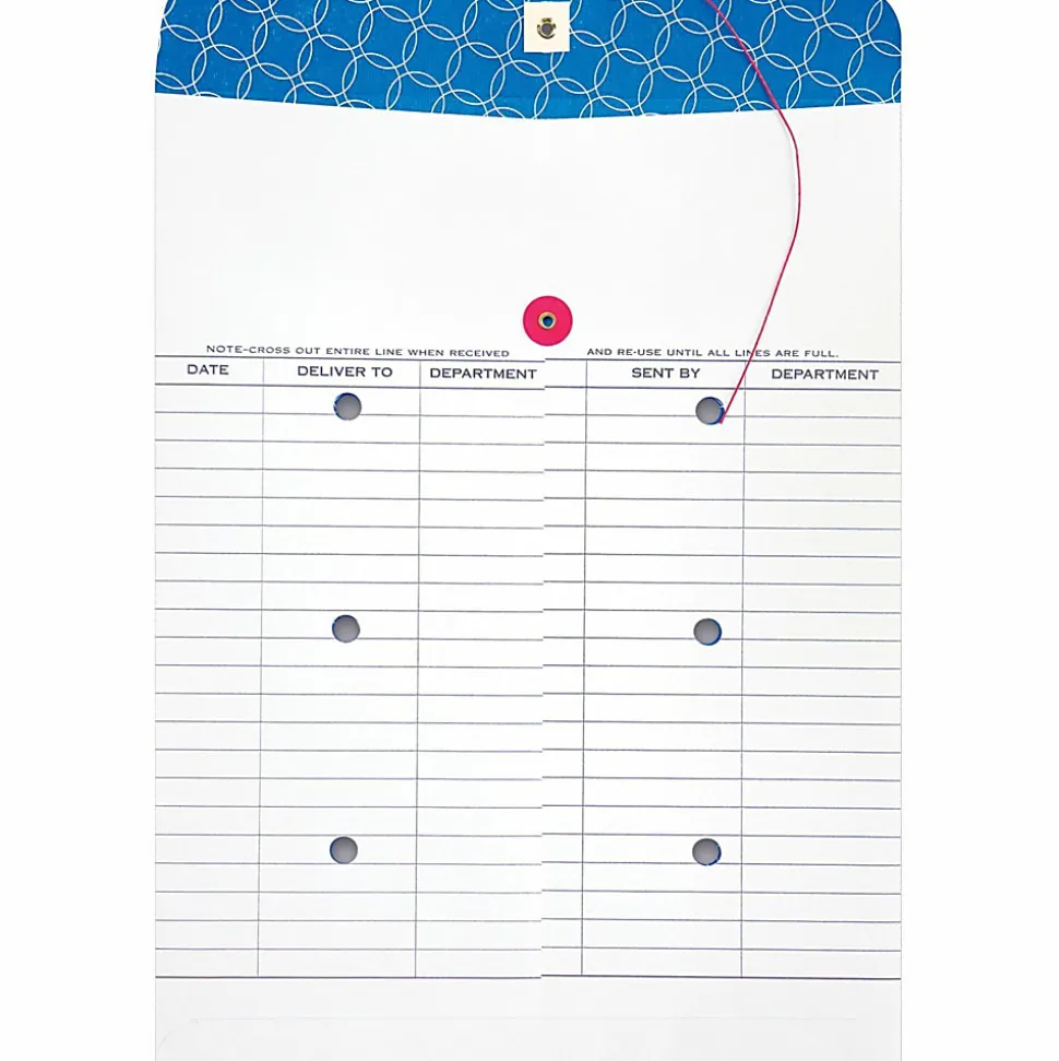 Quality Park® Treated Interdepartment String & Button Closure Envelopes, 10" x 13", White, Box Of 100