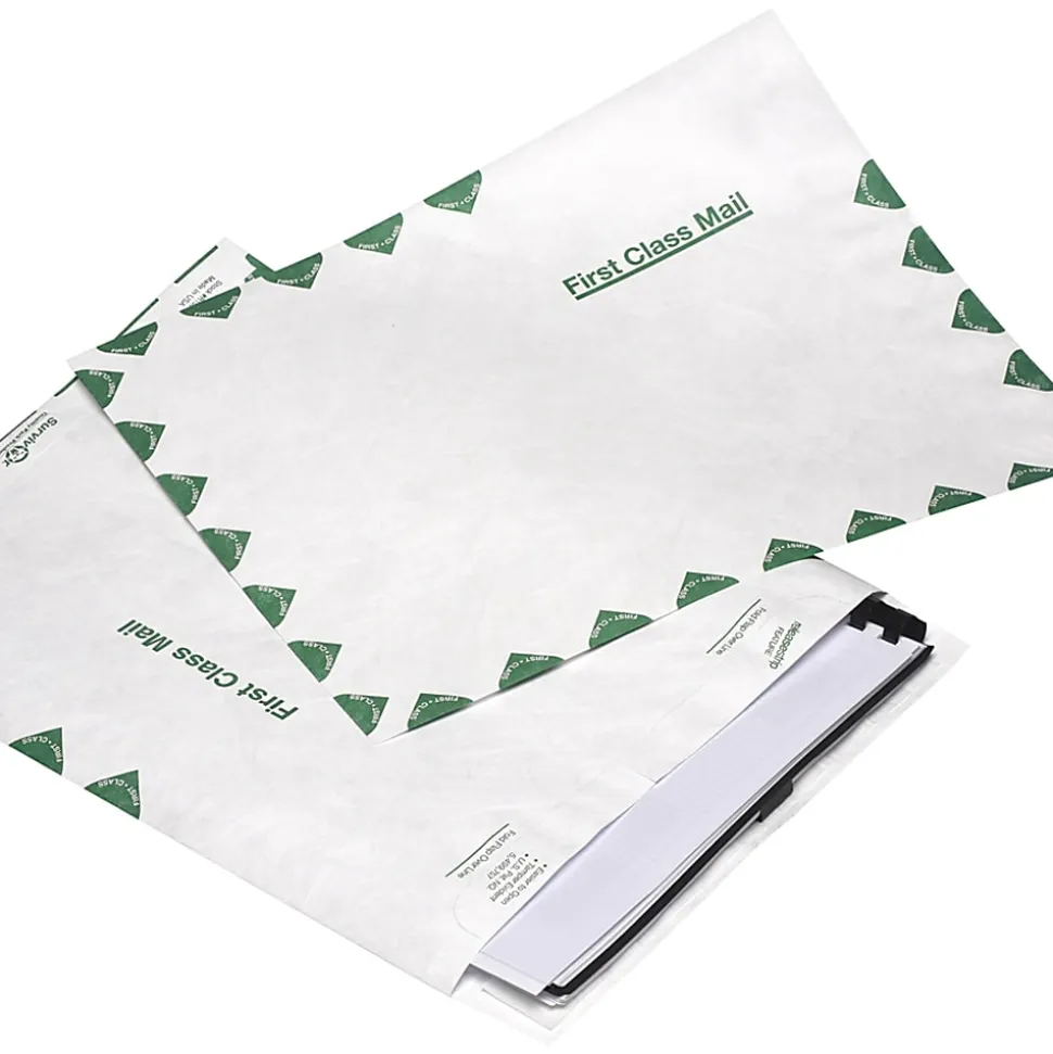 Quality Park® Tyvek® Envelopes, First Class, 10" x 13", White, Box Of 100