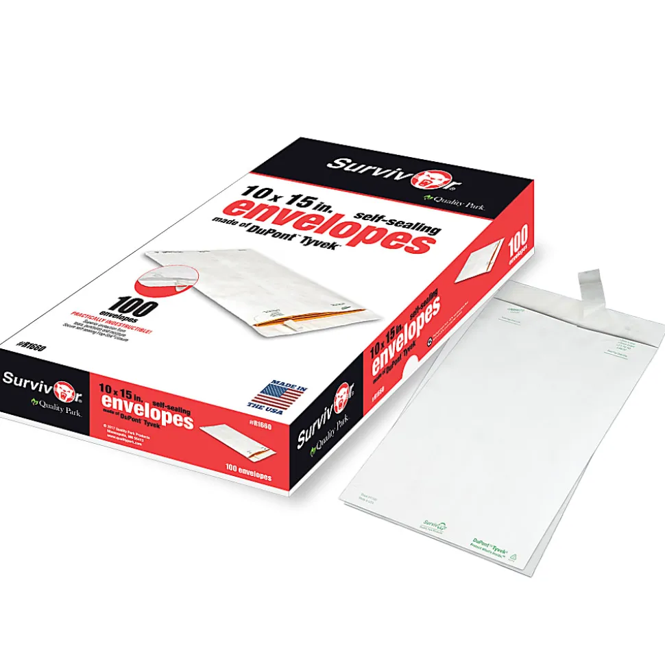 Quality Park® Tyvek® Envelopes, 10" x 15", White, Box Of 100