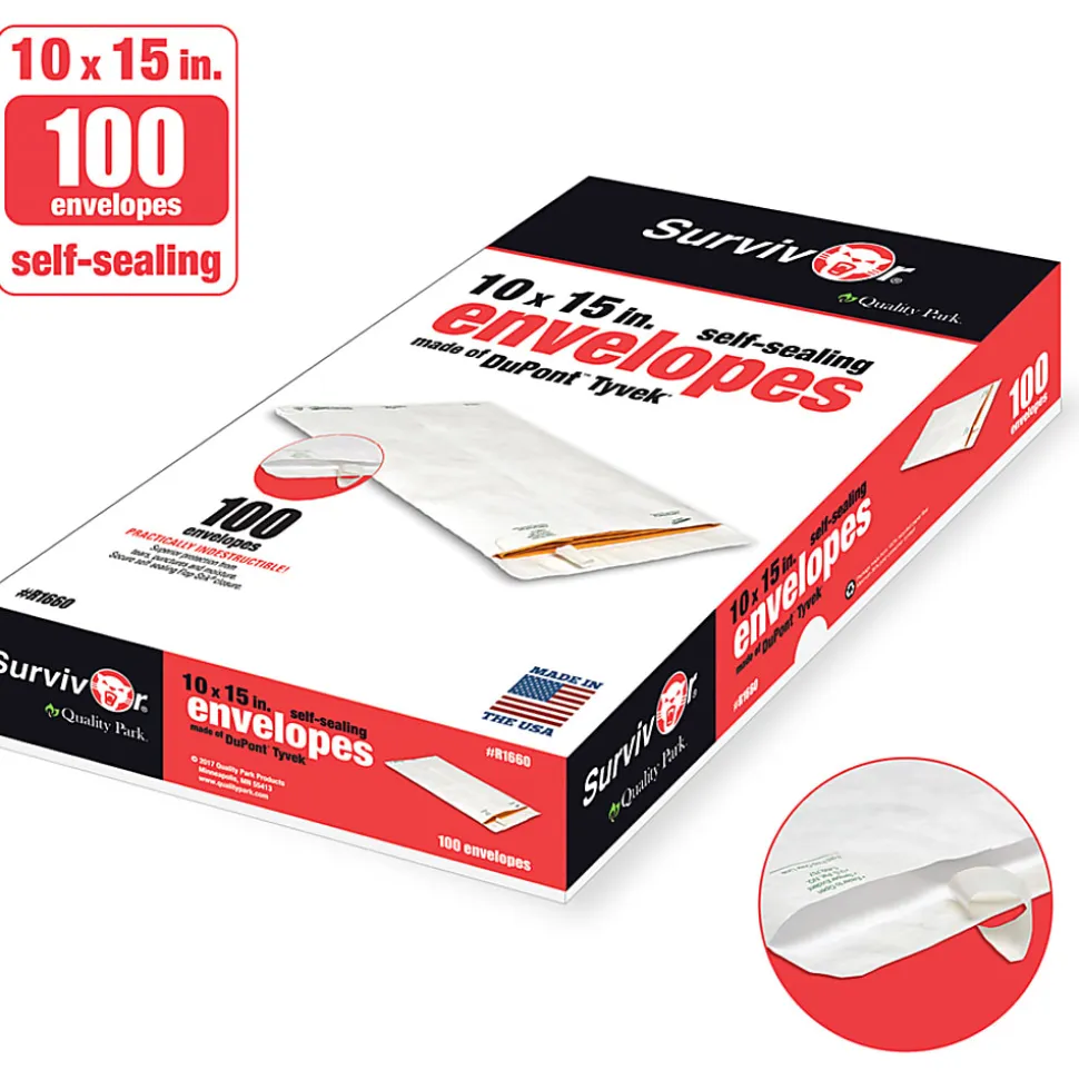 Quality Park® Tyvek® Envelopes, 10" x 15", White, Box Of 100