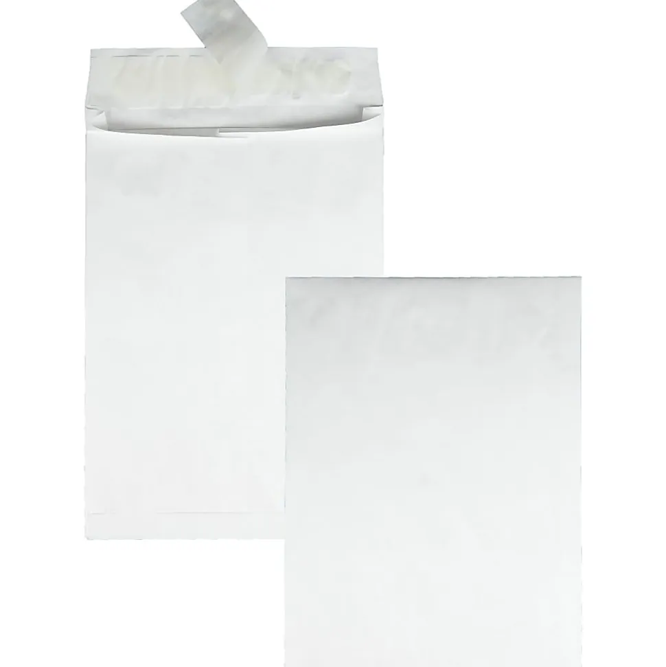 Quality Park® Tyvek® Expansion 10" x 13" x 1 1/2" Envelopes, 14 Lb, Self-Adhesive Closure, White, Carton Of 100