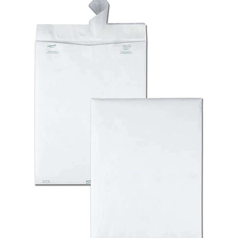 Quality Park® Tyvek® 12" x 15 1/2" Envelopes, Self-Adhesive, White, Box Of 100