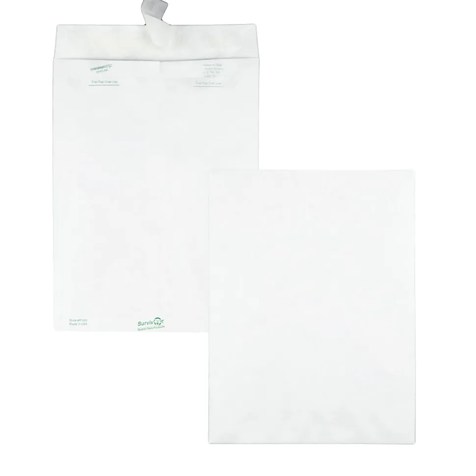 Quality Park® Tyvek® 9" x 12" Envelopes, Self-Adhesive, White, Box Of 100