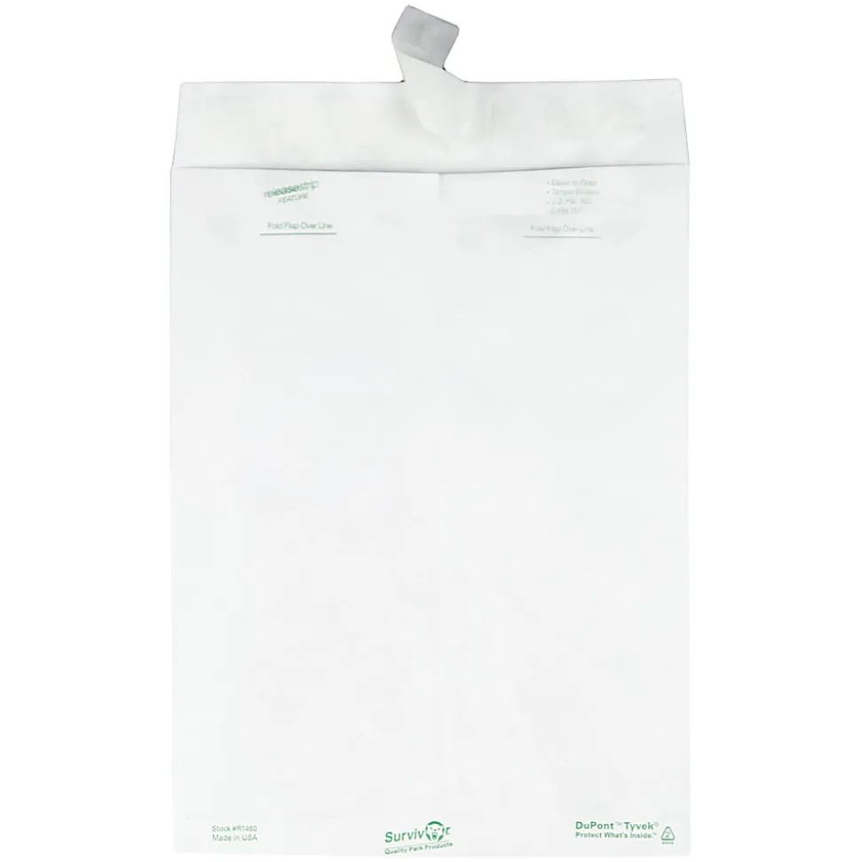 Quality Park® Tyvek® 9" x 12" Envelopes, Self-Adhesive, White, Box Of 100