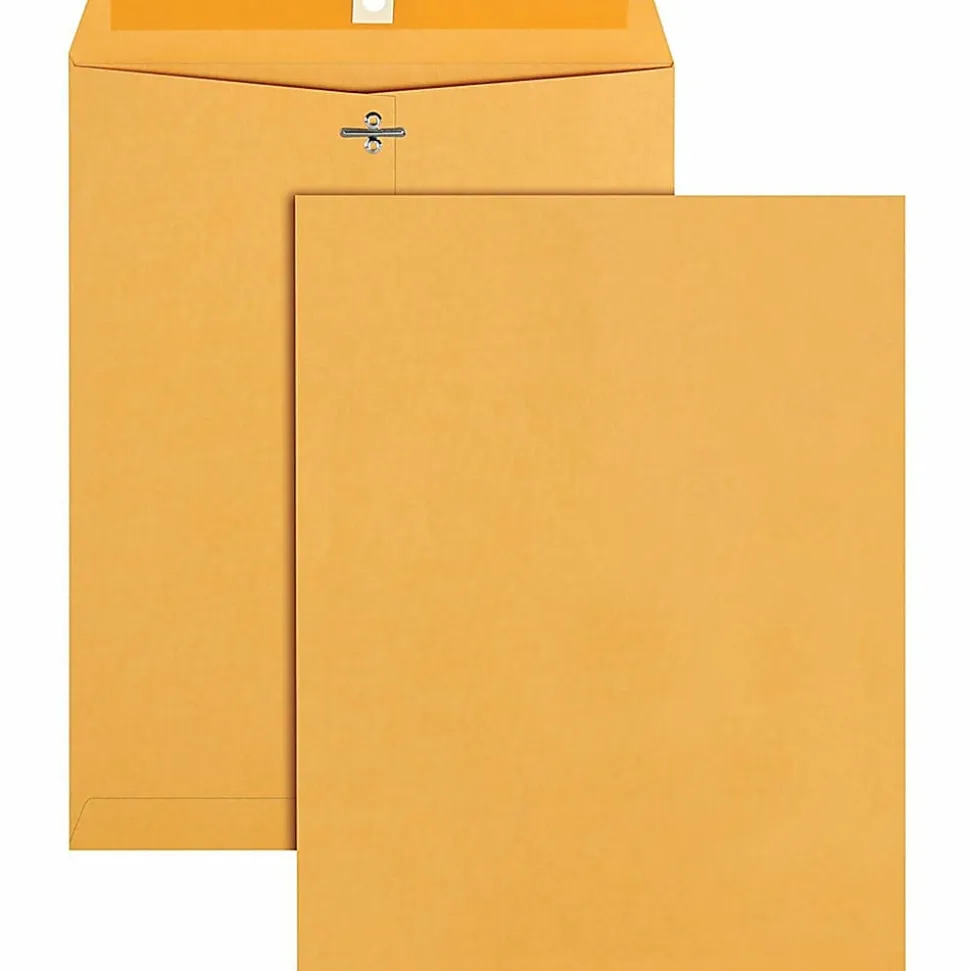 Quality Park 9 1/2" x 12 1/2" Manila Envelopes, 28 Lb, Gummed Closure Kraft Brown, Box Of 100