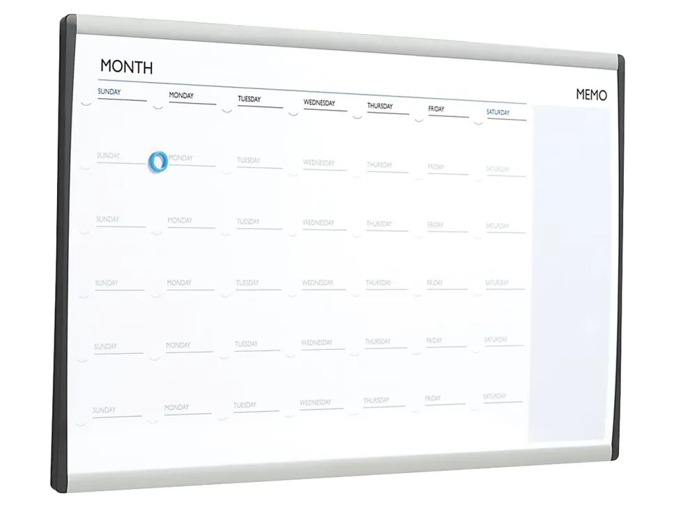 Quartet® ARC™ Magnetic Dry-Erase Calendar For Cubicles, 18" x 30", Aluminum Frame With Silver Finish