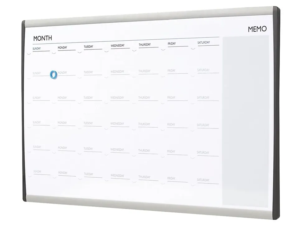 Quartet® ARC™ Magnetic Dry-Erase Calendar For Cubicles, 18" x 30", Aluminum Frame With Silver Finish