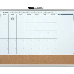 Quartet® Calendar Magnetic Dry-Erase Whiteboard, 17" x 23", Black/Silver Plastic Frame