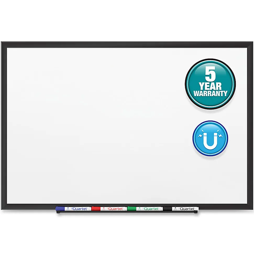 Quartet® Classic TAA Compliant Magnetic Dry-Erase Whiteboard, 48" x 96", Aluminum Frame With Black Finish
