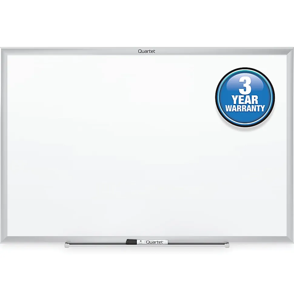 Quartet® Classic Total Erase® Non-Magnetic Melamine Dry-Erase Whiteboard, 36" x 24", Aluminum Frame With Silver Finish