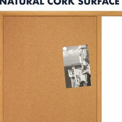 Quartet® Combination Non-Magnetic Melamine Dry-Erase/Cork Bulletin Board, 24" x 36", Oak Wood Frame