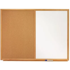 Quartet® Combination Non-Magnetic Melamine Dry-Erase/Cork Bulletin Board, 24