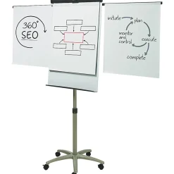 Quartet® Compass Mobile Magnetic Dry-Erase Whiteboard/Flipchart Presentation Easel, 3' x 2', Metal Frame With Graphite Finish