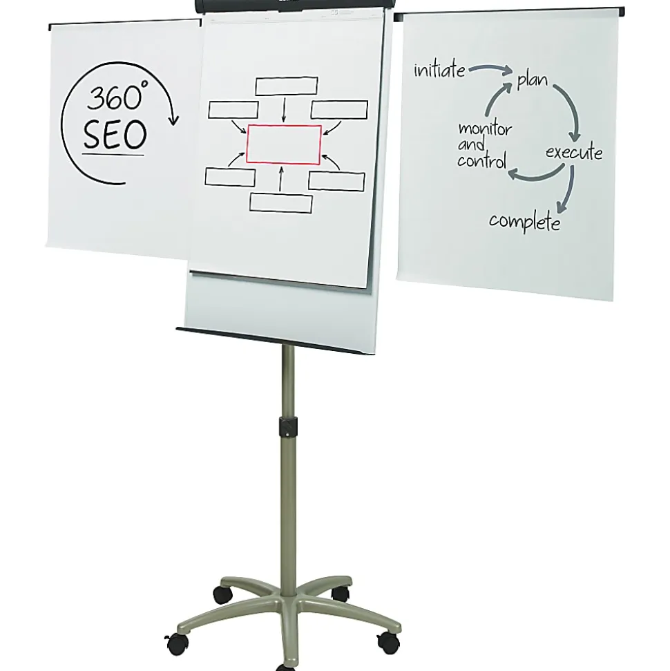 Quartet® Compass Mobile Magnetic Dry-Erase Whiteboard/Flipchart Presentation Easel, 3' x 2', Metal Frame With Graphite Finish
