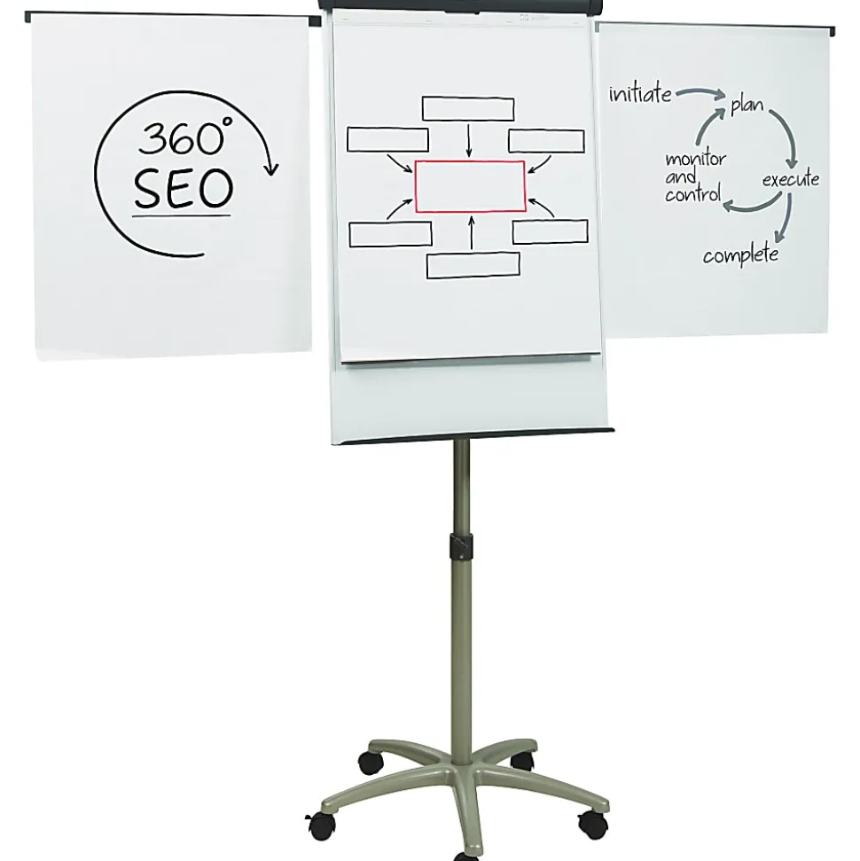 Quartet® Compass Mobile Magnetic Dry-Erase Whiteboard/Flipchart Presentation Easel, 3' x 2', Metal Frame With Graphite Finish