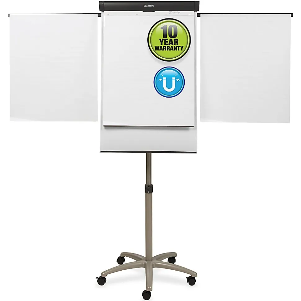Quartet® Compass Mobile Magnetic Dry-Erase Whiteboard/Flipchart Presentation Easel, 3' x 2', Metal Frame With Graphite Finish