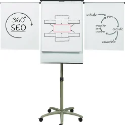 Quartet® Compass Mobile Magnetic Dry-Erase Whiteboard/Flipchart Presentation Easel, 3' x 2', Metal Frame With Graphite Finish