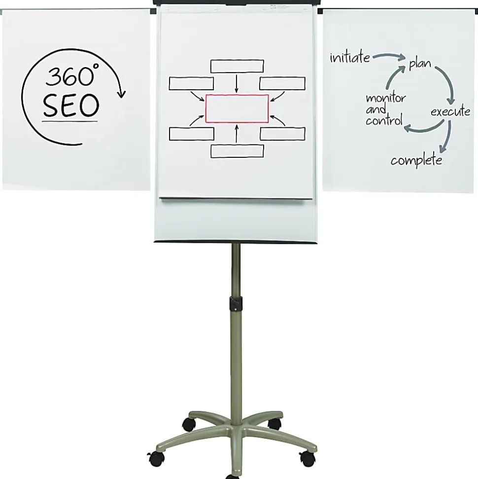 Quartet® Compass Mobile Magnetic Dry-Erase Whiteboard/Flipchart Presentation Easel, 3' x 2', Metal Frame With Graphite Finish