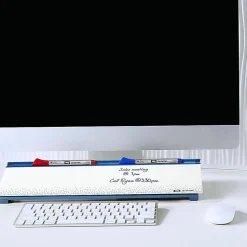 Quartet Dots Glass Dry-Erase Desktop Computer Pad - 18" (1.5 ft)x 6" (0.5 ft) - White/Blue Glass Surface - Rectangle - Horizontal - Desktop - 1 Each