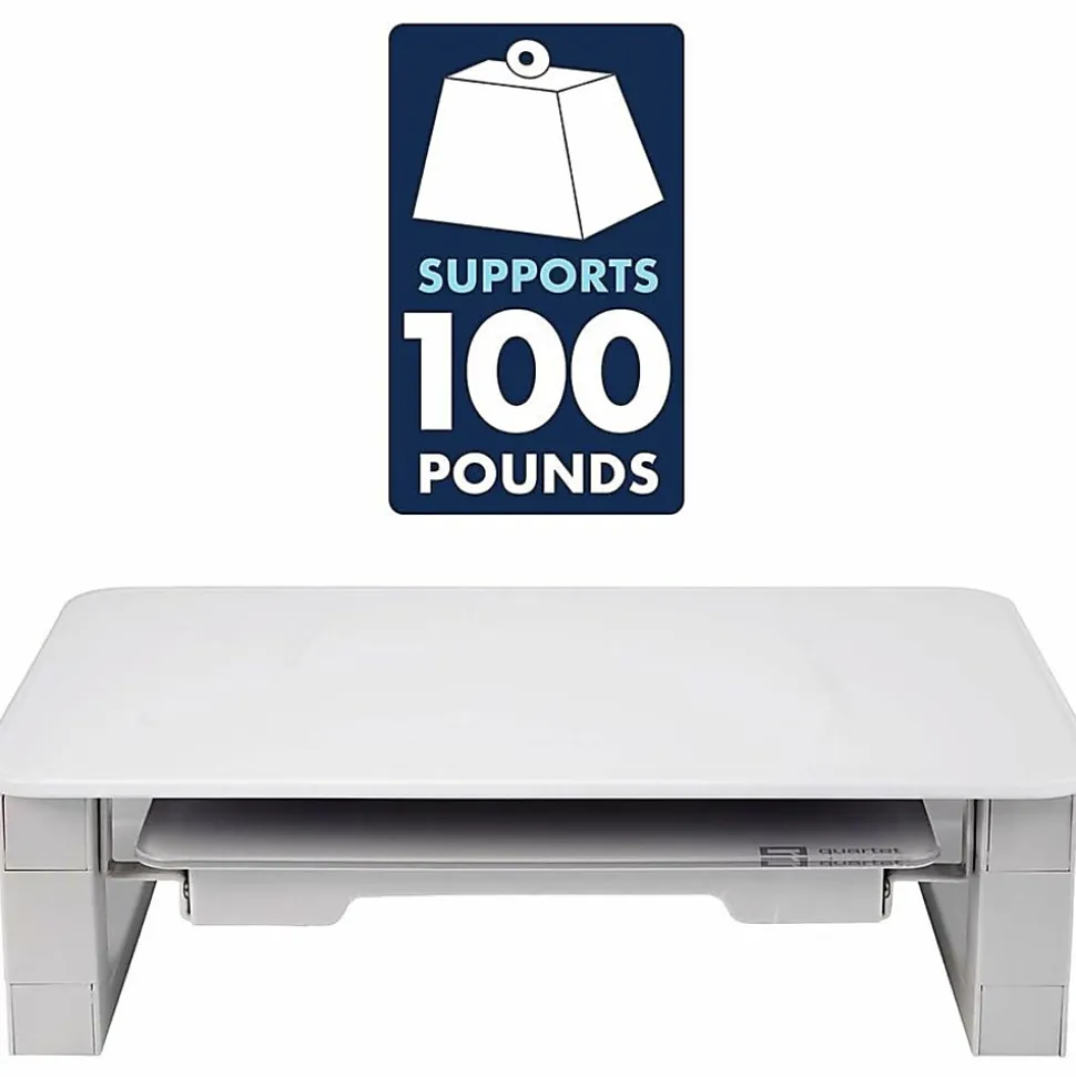 Quartet® Dry-Erase Board Desktop Monitor Riser, 4-3/8”H x 12-3/4”W x 16-3/8”D, White