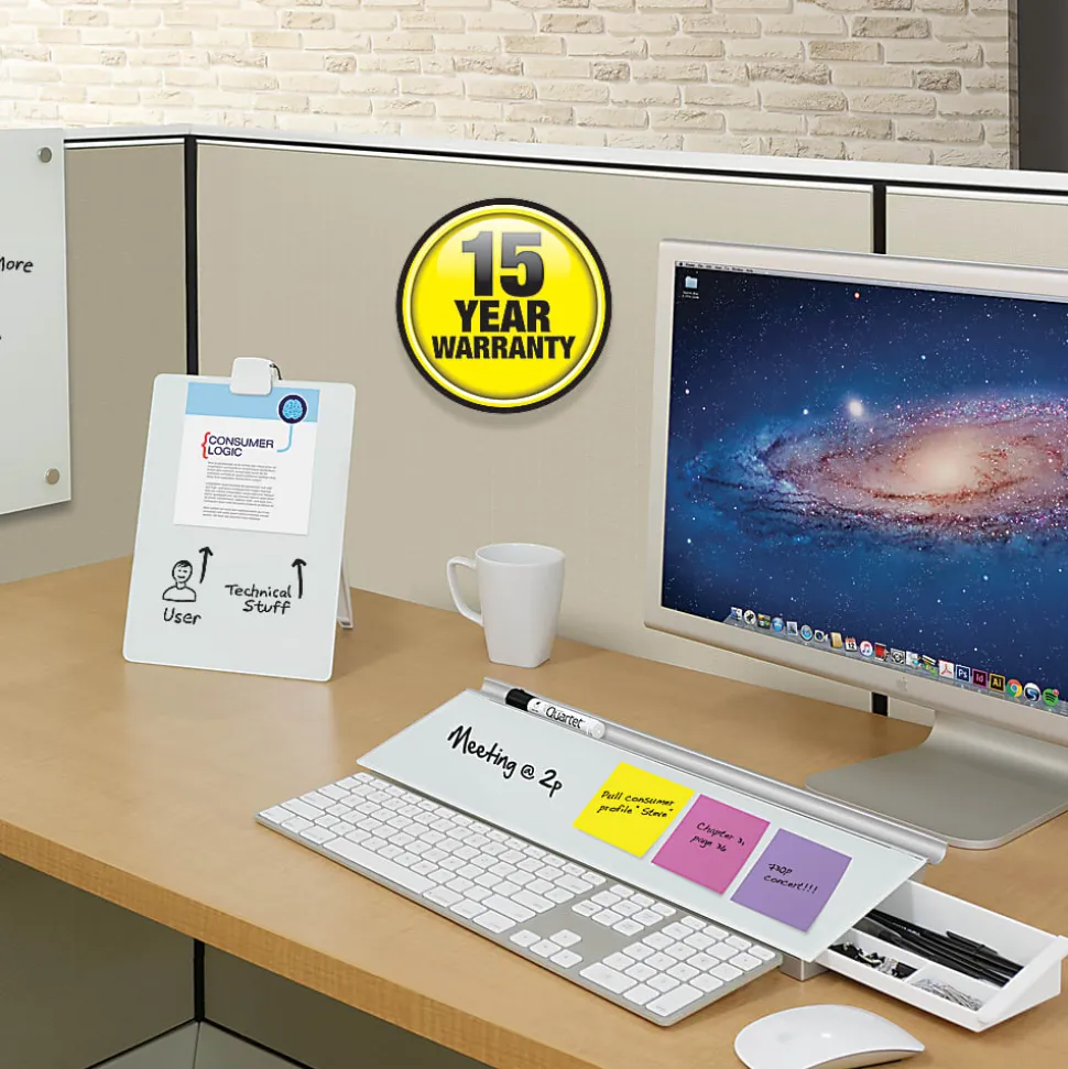 Quartet® Dry-Erase Desktop Computer Pad, 18" x 6", White
