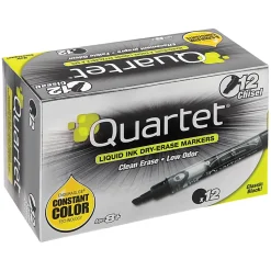 Quartet® EnduraGlide® Dry-Erase Markers, Chisel, Black, Pack Of 12