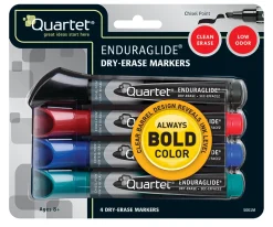 Quartet® EnduraGlide® Dry-Erase Markers, Chisel, Assorted Colors, Pack Of 4