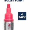 Quartet Glass Board Bullet Tip Neon Markers - Bullet Marker Point - Assorted Neon Ink - 6/Pack