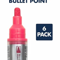 Quartet Glass Board Bullet Tip Neon Markers - Bullet Marker Point - Assorted Neon Ink - 6/Pack