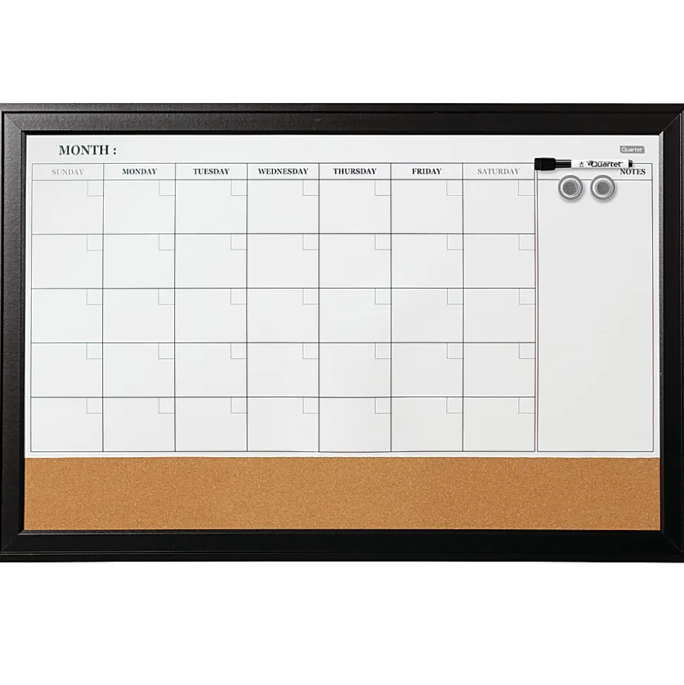 Quartet® Home Decor Magnetic Combination Dry-Erase Whiteboard/Calendar Board, 23" x 35", White