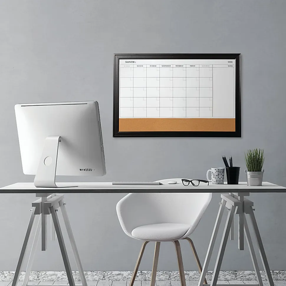 Quartet® Home Decor Magnetic Combination Dry-Erase Whiteboard/Calendar Board, 23" x 35", White