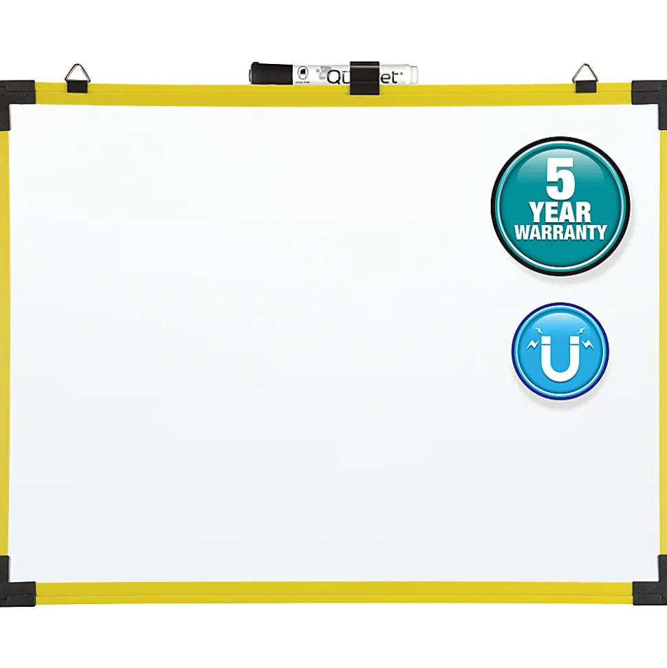 Quartet® Industrial Magnetic Dry-Erase Whiteboard, 36" x 48", Plastic Frame With Yellow Finish