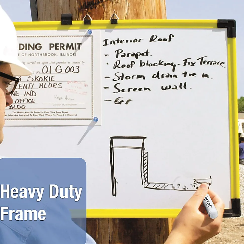 Quartet® Industrial Magnetic Dry-Erase Whiteboard, 72" x 48", Plastic Frame With Yellow Finish