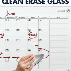 Quartet® Infinity™ Glass Magnetic Unframed Monthly Calendar Whiteboard, 36
