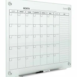Quartet® Infinity™ Glass Magnetic Unframed Monthly Calendar Whiteboard, 36