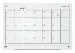 Quartet® Infinity™ Glass Magnetic Unframed Monthly Calendar Whiteboard, 36