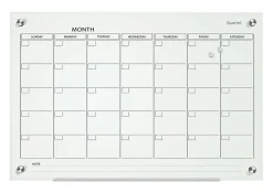 Quartet® Infinity™ Glass Magnetic Unframed Monthly Calendar Whiteboard, 24" x 36", White