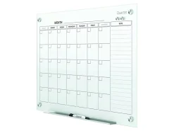 Quartet® Infinity™ Glass Magnetic Unframed Monthly Calendar Whiteboard, 24" x 36", White