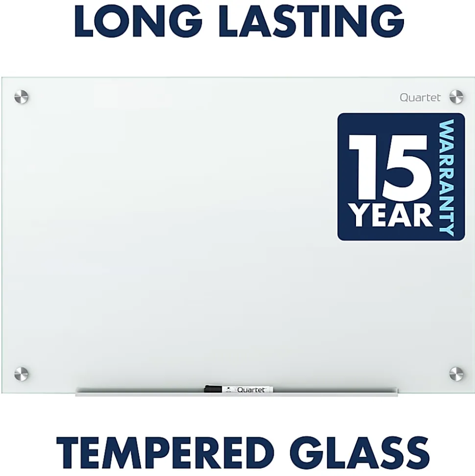 Quartet Infinity® Magnetic Glass Unframed Dry-Erase Whiteboard, 96" x 48", White
